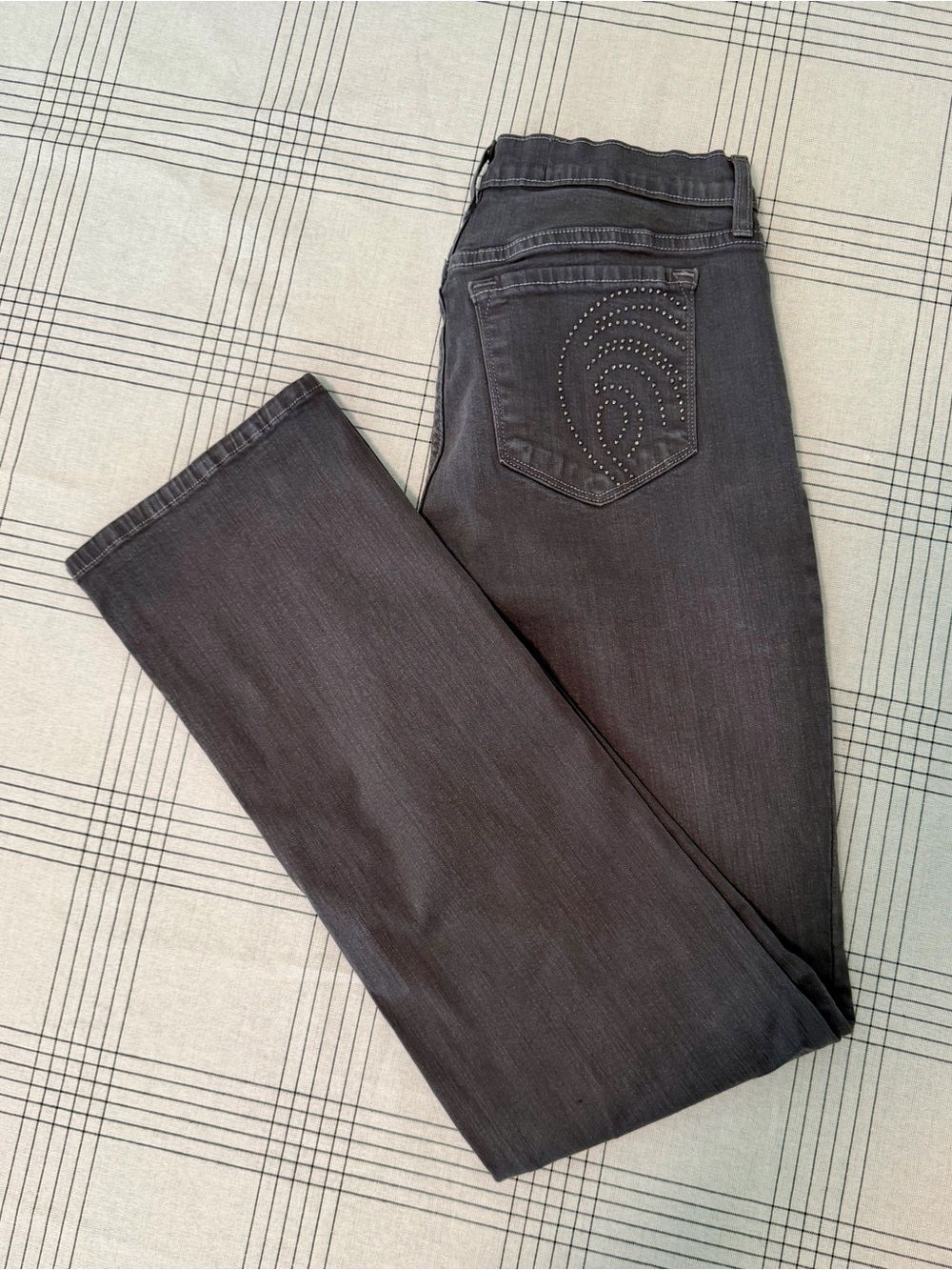 NYDJ Not Your Daughter’s Jeans Gray Studded Straight Leg Jeans Size 8